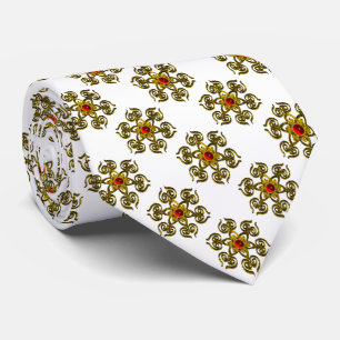 GOLDEN ROOS MET RODE RUBY, Wit Stropdas