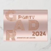 GOLDEN ROOS MODERN AFSTUDEERDER PARTY FOLIE UITNODIGING (Voorkant)