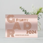 GOLDEN ROOS MODERN AFSTUDEERDER PARTY FOLIE UITNODIGING (Staand Voorkant)