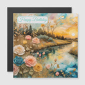 Golden Roos River Valley Sunrise Magnetische Uitnodiging (Voorkant / Achterkant)