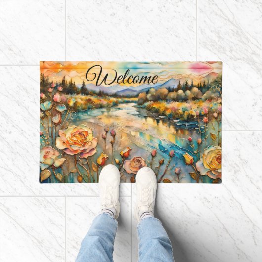 Golden Roos River Valley Sunrise Welkom Deurmat (Binnen)
