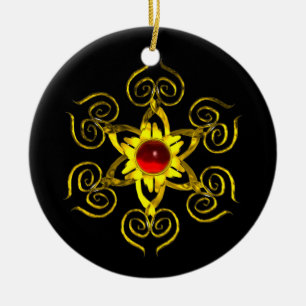 GOLDEN ROOS RUBY, Black Keramisch Ornament