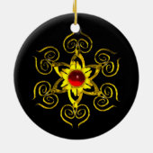 GOLDEN ROOS RUBY, Black Keramisch Ornament (Achterkant)