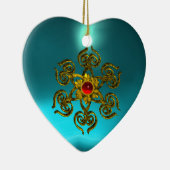 GOLDEN ROOS RUBY, Blue Aquamarine, Paars Roze Keramisch Ornament (Rechts)