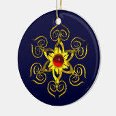 GOLDEN ROOS RUBY, Blue en white Keramisch Ornament (Links)
