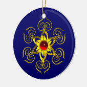 GOLDEN ROOS RUBY, Blue en white Keramisch Ornament (Links)