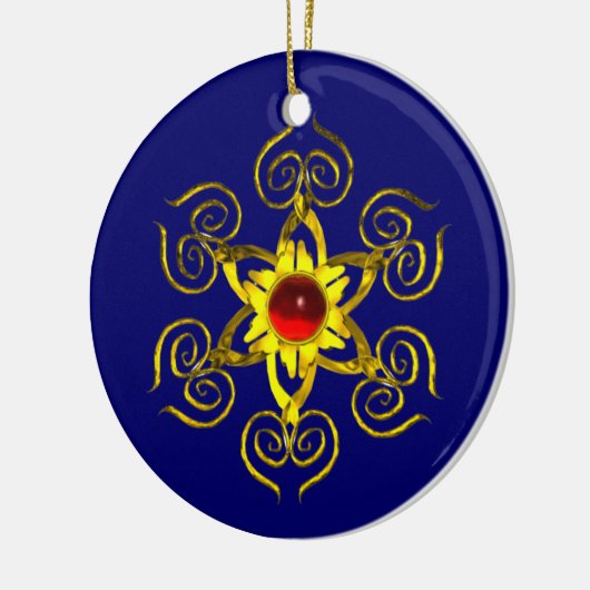 GOLDEN ROOS RUBY, Blue en white Keramisch Ornament (Links)