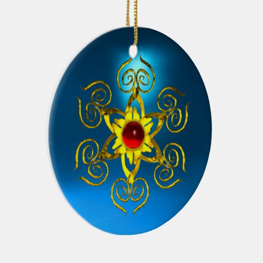 GOLDEN ROOS RUBY Blue Sapphire Keramisch Ornament (Rechts)