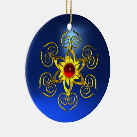 GOLDEN ROOS RUBY Blue Sapphire Keramisch Ornament (Rechts)