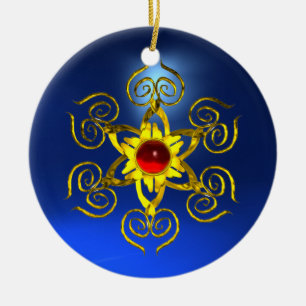 GOLDEN ROOS RUBY Blue Sapphire Keramisch Ornament