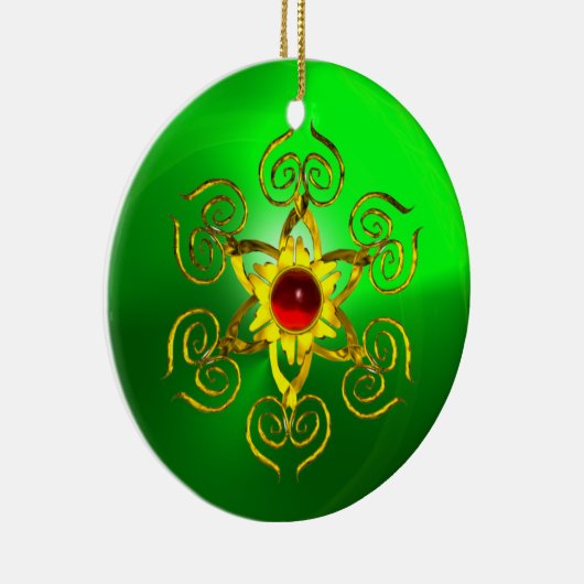 GOLDEN ROOS RUBY Green Emerald Keramisch Ornament (Rechts)