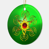 GOLDEN ROOS RUBY Green Emerald Keramisch Ornament (Links)