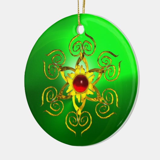 GOLDEN ROOS RUBY Green Emerald Keramisch Ornament (Links)