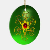 GOLDEN ROOS RUBY Green Emerald Keramisch Ornament (Rechts)