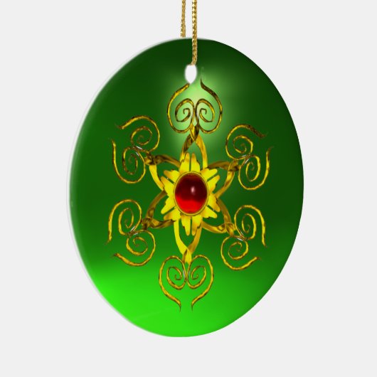 GOLDEN ROOS RUBY Green Emerald Keramisch Ornament (Rechts)
