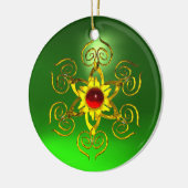 GOLDEN ROOS RUBY Green Emerald Keramisch Ornament (Links)