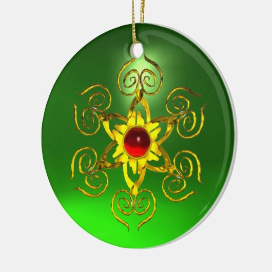GOLDEN ROOS RUBY Green Emerald Keramisch Ornament (Links)