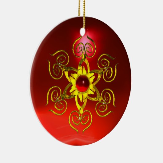 GOLDEN ROOS RUBY KERAMISCH ORNAMENT (Rechts)