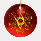 GOLDEN ROOS RUBY KERAMISCH ORNAMENT (Voorkant)