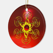 GOLDEN ROOS RUBY KERAMISCH ORNAMENT (Links)