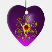 GOLDEN ROOS RUBY, Paars Amethyst Heart Keramisch Ornament (Rechts)