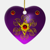 GOLDEN ROOS RUBY, Paars Amethyst Heart Keramisch Ornament (Achterkant)
