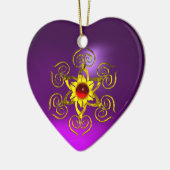 GOLDEN ROOS RUBY, Paars Amethyst Heart Keramisch Ornament (Links)