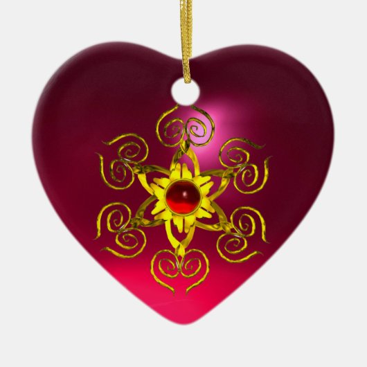 GOLDEN ROOS RUBY, Paars Roze Keramisch Ornament (Voorkant)