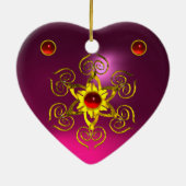 GOLDEN ROOS RUBY, Paars Roze Keramisch Ornament (Achterkant)