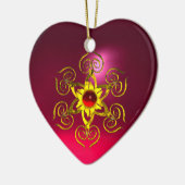 GOLDEN ROOS RUBY, Paars Roze Keramisch Ornament (Links)