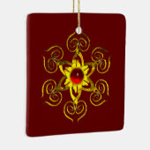 GOLDEN ROOS RUBY, Red en Blue Keramisch Ornament (Rechts)