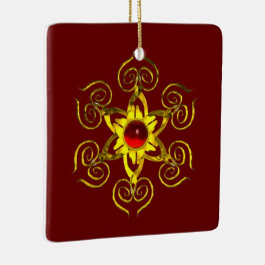 GOLDEN ROOS RUBY, Red en Blue Keramisch Ornament (Rechts)