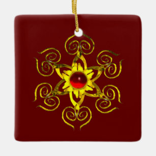 GOLDEN ROOS RUBY, Red en Blue Keramisch Ornament