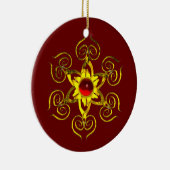 GOLDEN ROOS RUBY, Red en Blue Keramisch Ornament (Rechts)