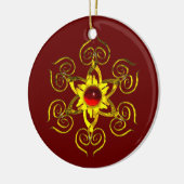 GOLDEN ROOS RUBY, Red en Blue Keramisch Ornament (Links)