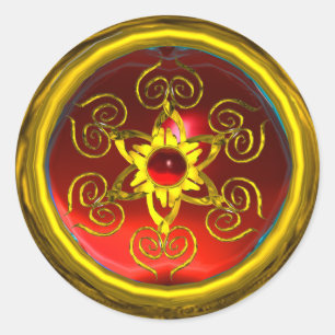 GOLDEN ROOS RUBY RONDE STICKER