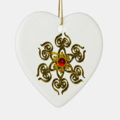 GOLDEN ROOS RUBY, White Heart Keramisch Ornament (Rechts)