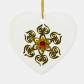 GOLDEN ROOS RUBY, White Heart Keramisch Ornament (Voorkant)