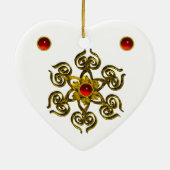 GOLDEN ROOS RUBY, White Heart Keramisch Ornament (Achterkant)
