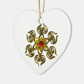 GOLDEN ROOS RUBY, White Heart Keramisch Ornament (Links)