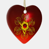 GOLDEN ROOS RUBY, White Heart Keramisch Ornament (Rechts)
