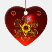 GOLDEN ROOS RUBY, White Heart Keramisch Ornament (Achterkant)
