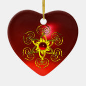 GOLDEN ROOS RUBY, White Heart Keramisch Ornament (Voorkant)