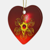 GOLDEN ROOS RUBY, White Heart Keramisch Ornament (Links)
