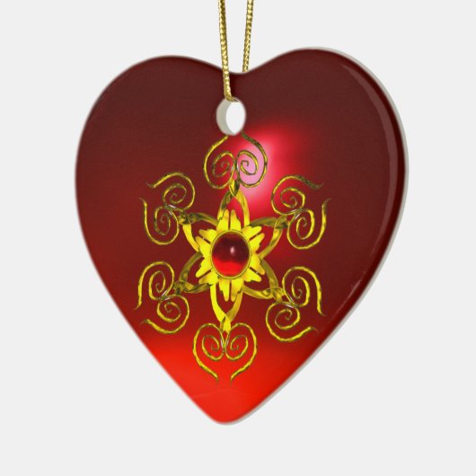 GOLDEN ROOS RUBY, White Heart Keramisch Ornament (Links)