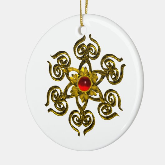 GOLDEN ROOS RUBY, wit Keramisch Ornament (Links)