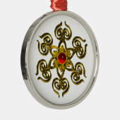 GOLDEN ROOS RUBY, wit Metalen Ornament (Rechts)