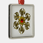 GOLDEN ROOS RUBY, wit Metalen Ornament (Rechts)