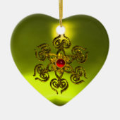 GOLDEN ROOS RUBY, Yellow Topaz, Paars roze Keramisch Ornament (Voorkant)