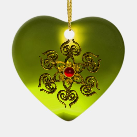 GOLDEN ROOS RUBY, Yellow Topaz, Paars roze Keramisch Ornament (Voorkant)